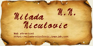 Milada Niculović vizit kartica